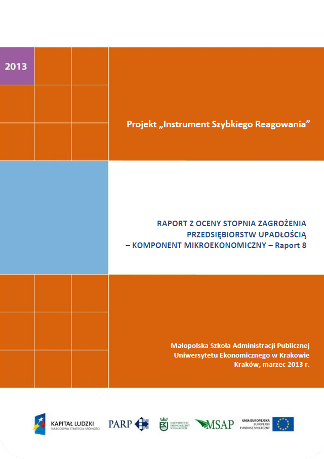 Komponent mikroekonomiczny - Ocena stopnia zagrożenia przedsiębiorstw upadłością - VIII