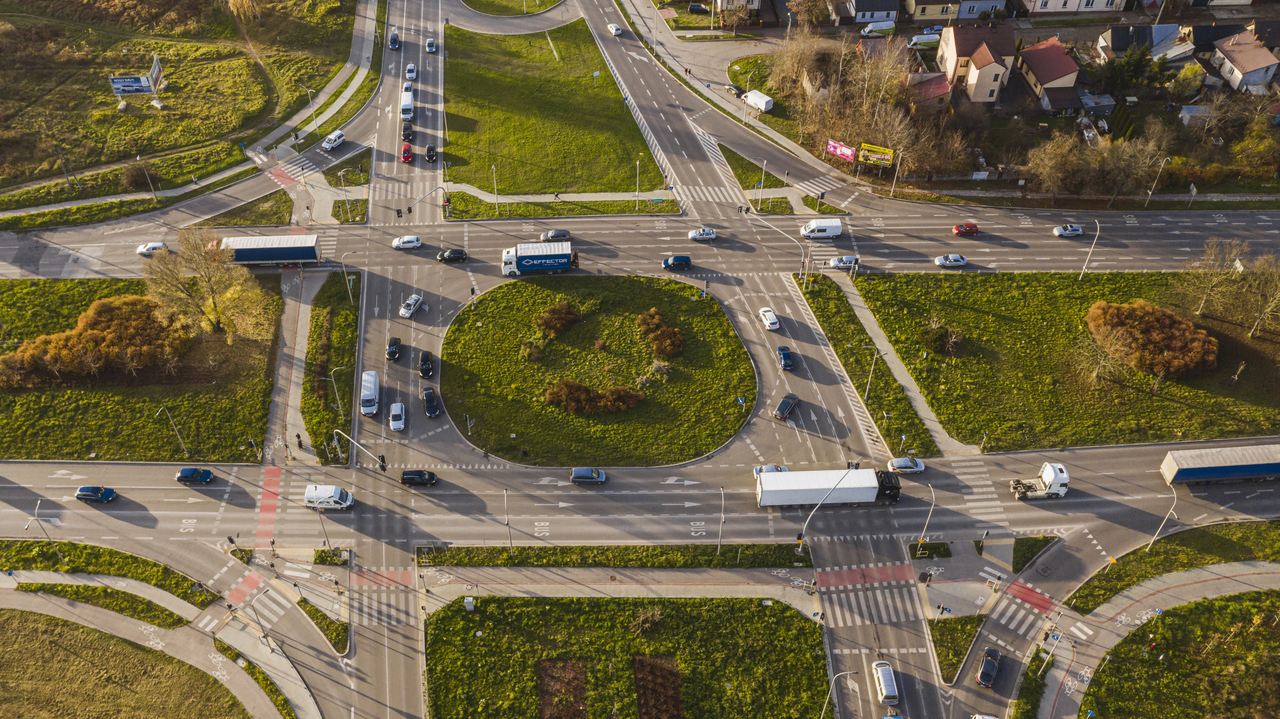 Widok z lotu ptaka na rondo